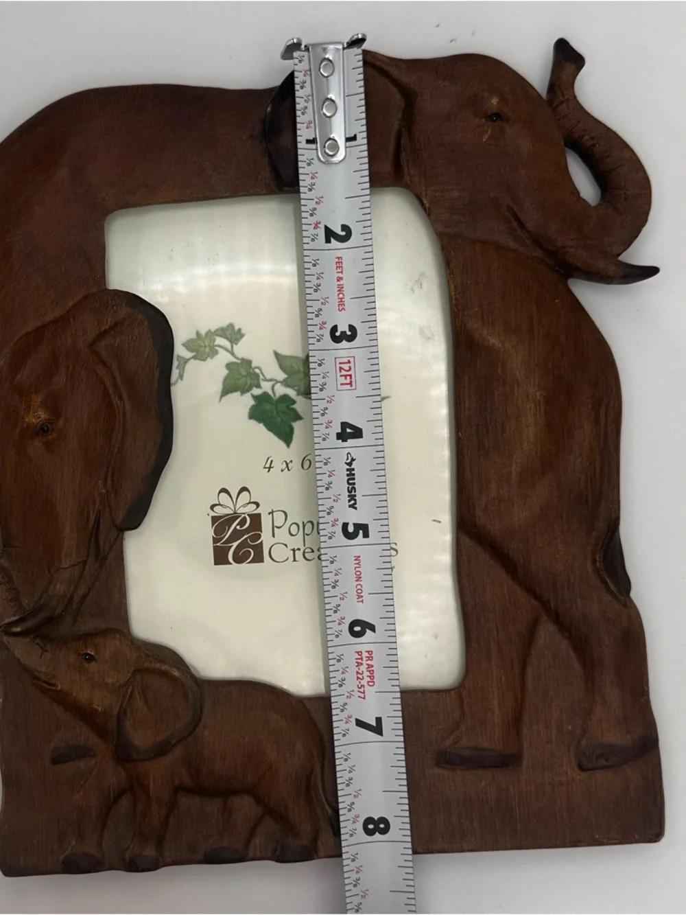Vintage Wooden Elephant Picture Frame 4x6 Carved Safari Boho Decor